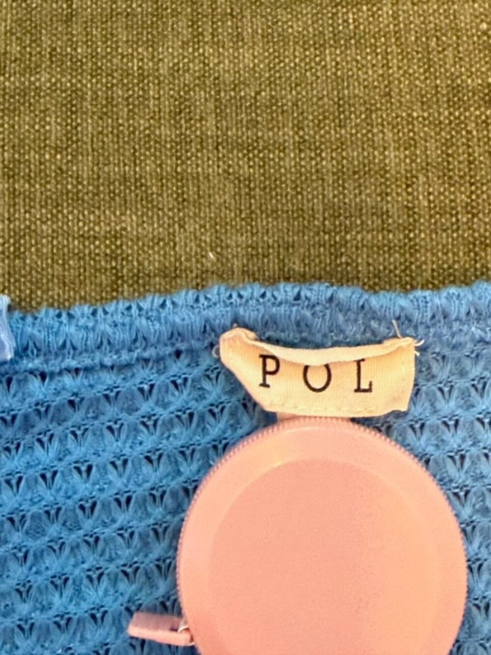 Pacific Blue Soft Waffle Knit Spaghetti Straps Babydoll Tank Top | POL - Picture 3 of 3